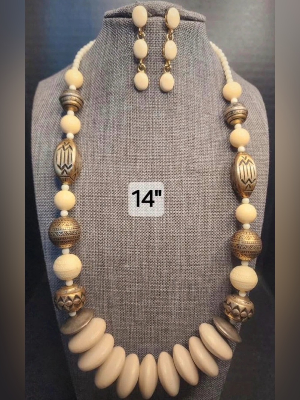 Classic Cream Bead Necklace and Earring Set - Elegant Cream Women Jewelry